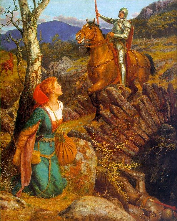 Arthur Hughes Gareth Helps Lyonors and Overthrows the Red Knight Norge oil painting art